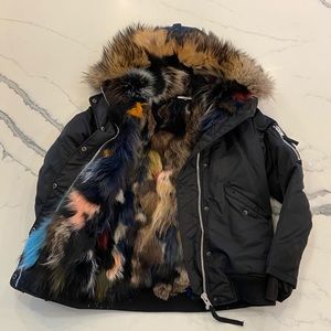 SAM. Fox fur lined bomber jacket size S
